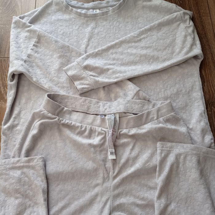 Ciepła piżama damska M szara