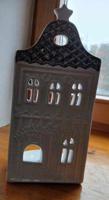 Świecznik kamieniczka, domek ceramiczny, święta.