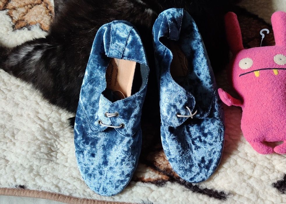 Anniel 38 nowe buty oksfordy welur velvet aksamit
