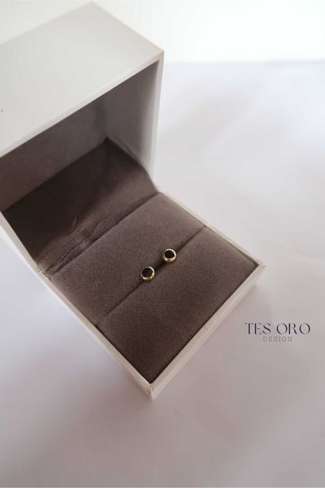 Złote Kolczyki Sztyfty Czarna Cyrkonia | Próba Złota 585