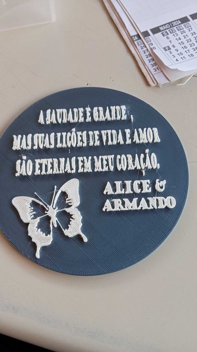 Disco decorativo c/mensagem especial + suporte