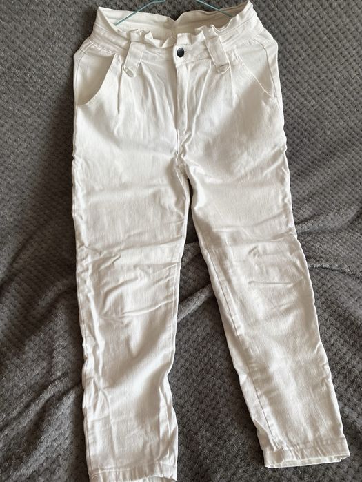 Білі штани з високою посадкою, розмір s