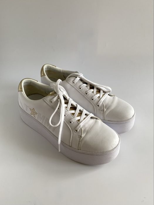 Białe skórzane sneakersy na platformie Tommy Hilfiger rozmiar 39