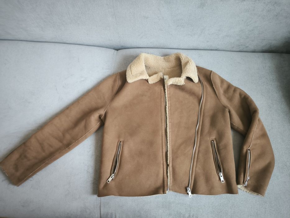 Kurtka brązowa z kożuchem h&m