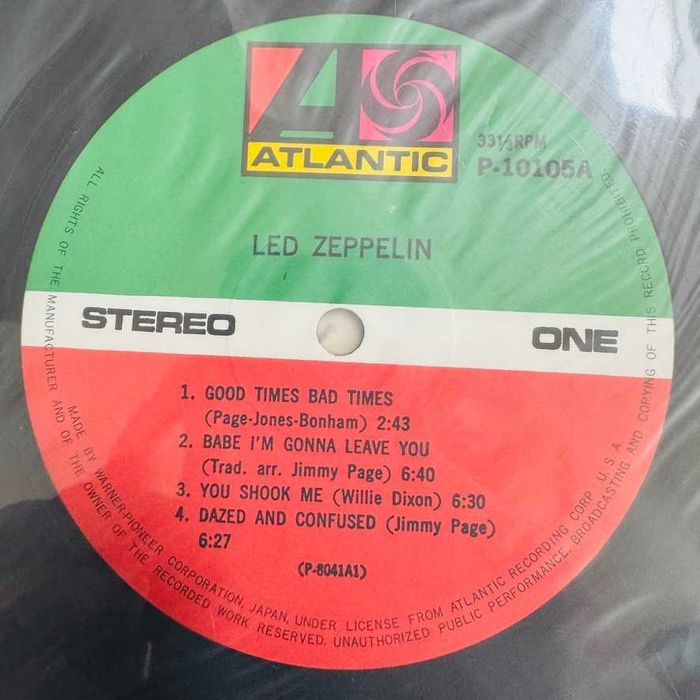 Led Zeppelin	Led Zeppelin	EX++/EX	Japan Obi LP	1976	Atlatnic	P-10105A