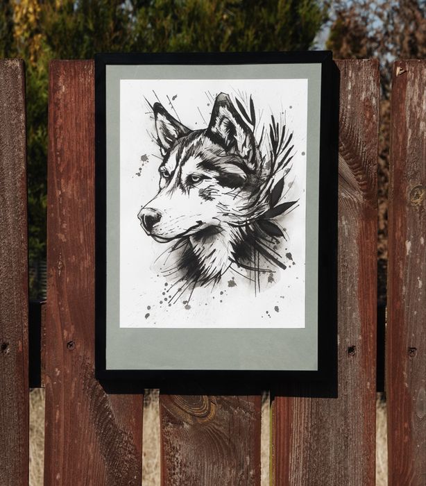 Husky obrazek ręcznie wykonany