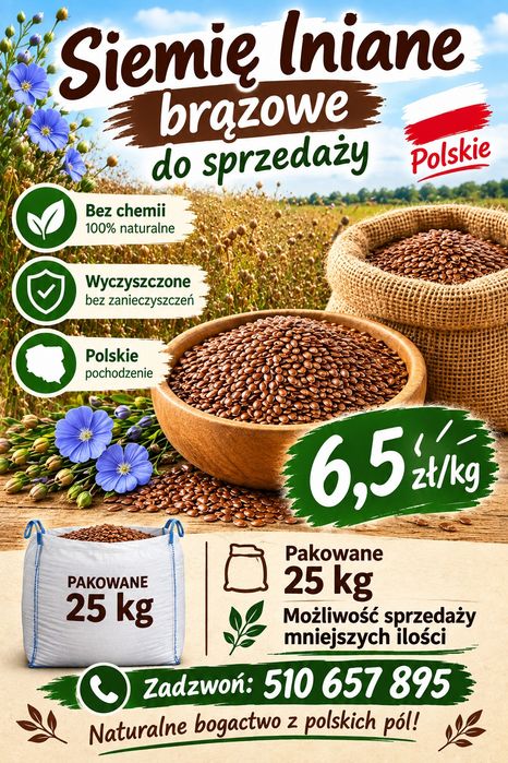 Siemię lniane brązowe 25kg