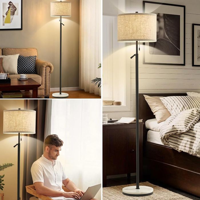 GyroVu lampa podłogowa regulowana wysokość marmurowy design – Czarna