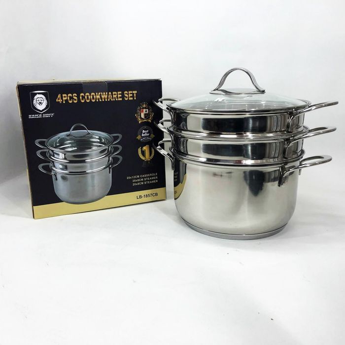 Каструля-пароварка LB-1857CB з нерж. сталі зі скляною кришкоюі