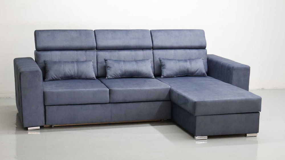 TGR NAROŻNIK funkcja spania pojemnik regulowane zagłówk niebieskoszary