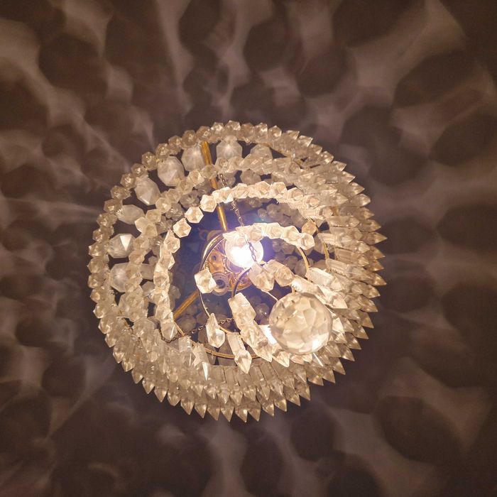Lustre vintage em cristal lapidado (candeeiro de teto em cascata)