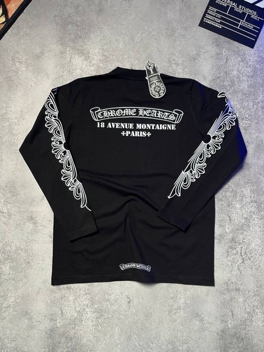 Кофта Chrome Hearts черная // Лонгслив хром хардс