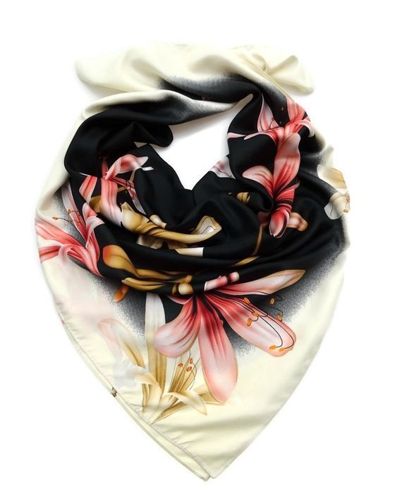 Chusta Satyna Apaszka Lilia Mdb-27A Czarna