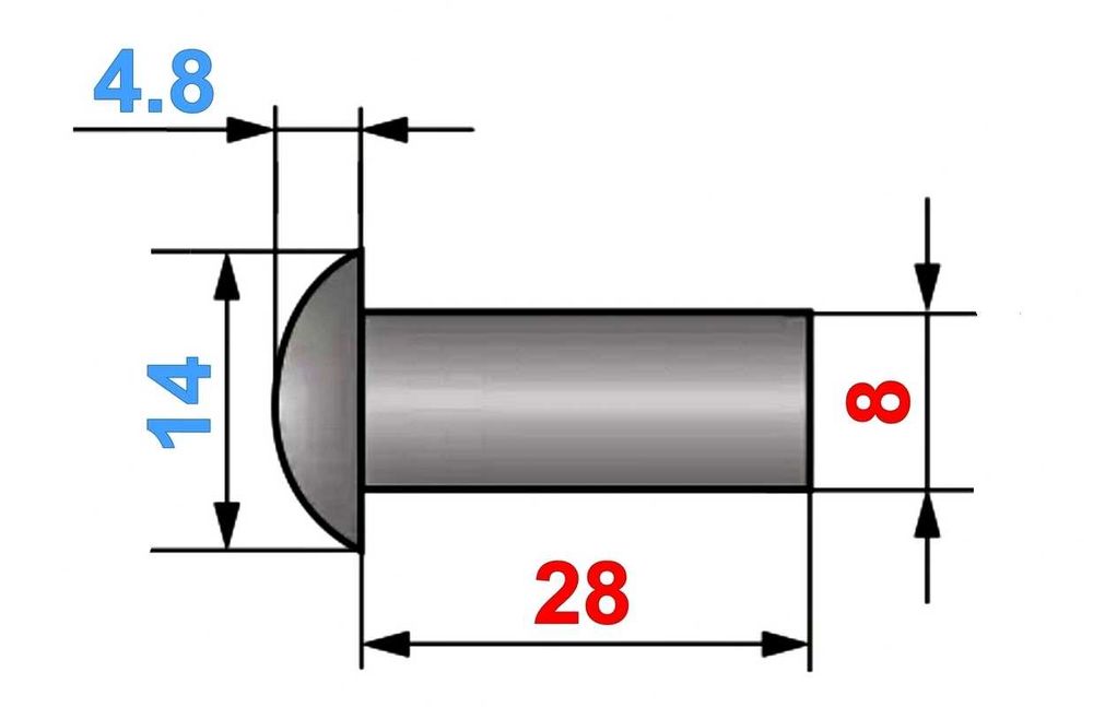 Заклепки алюмінієві 8х28