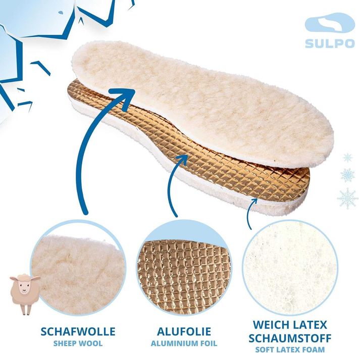 WKŁADKI zimowe 1PARA r.43 SULPO z wełny owczej termiczne NOWE s261