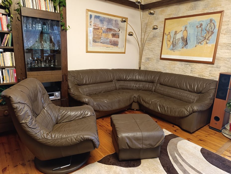 Komplet skórzanych mebli wypoczynkowych