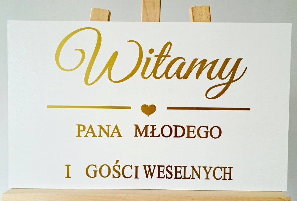 Tablica ślubna tablica powitalna Witamy złoty napis wesele ślub