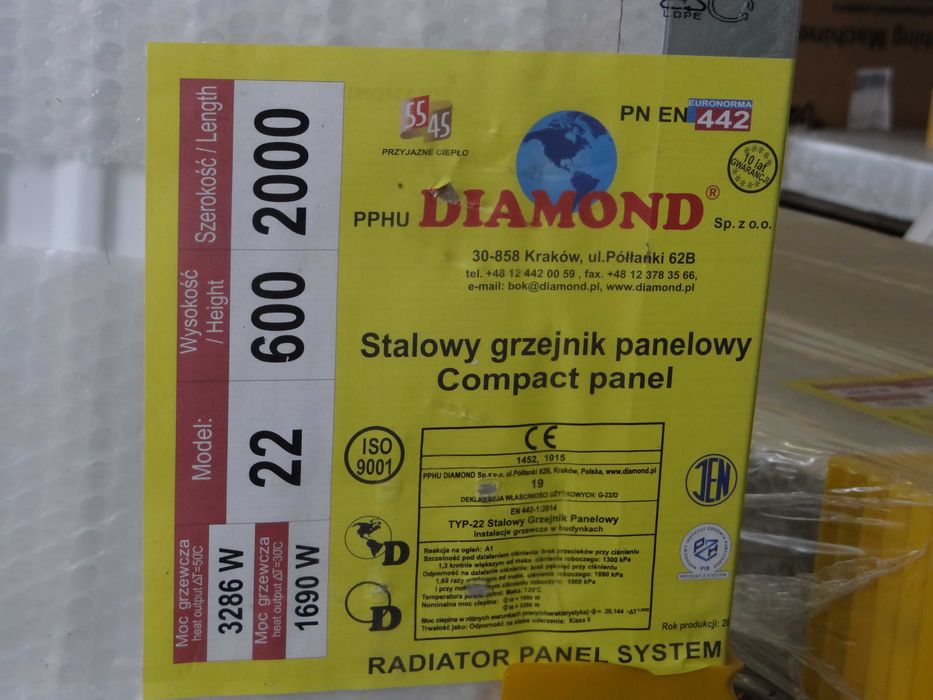 PROMOCJA! Grzejnik C.O. 600x2000 C22 3508W Diamond - Szadek