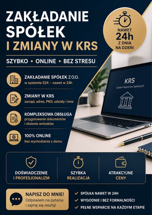 Zakładanie spółek i zmiany w KRS – szybko, online, bez stresu
