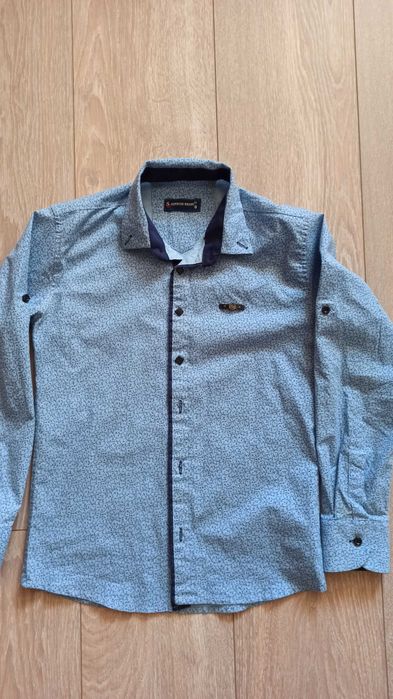 Стильная голубая рубашка на мальчика рост 128-134 Турция