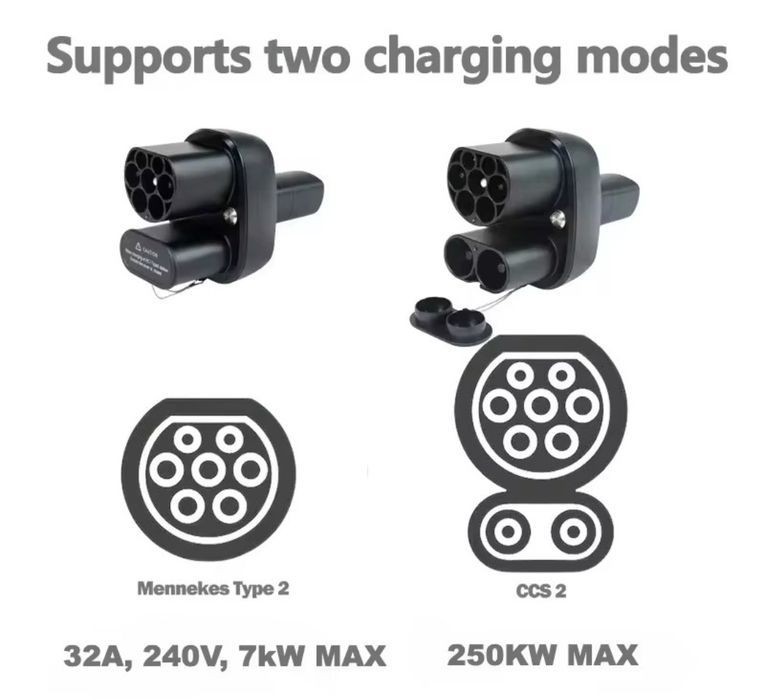 ПРЕМІУМ‼️Перехідник NACS CCS2 Tesla DC+AC 250kW | Швидка зарядка CCS Combo 2 для авто США