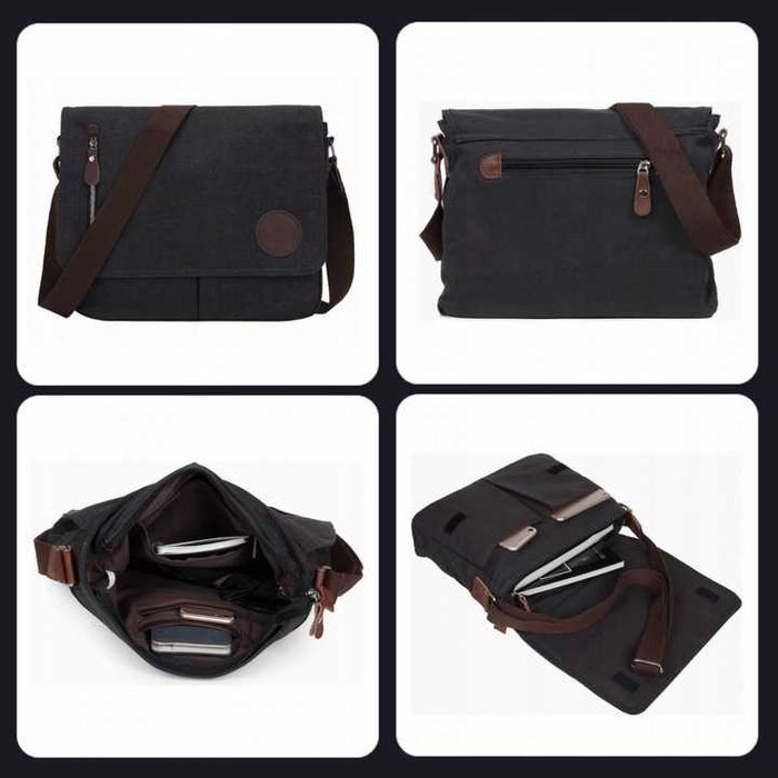 TORBA Męska do Pracy Aktówka A4 Na ramię laptopa listonoszka podróżna