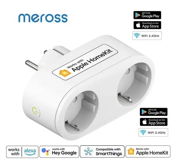Розумна подвійна розетка Meross Smart Wi-Fi Plug - Apple, Google