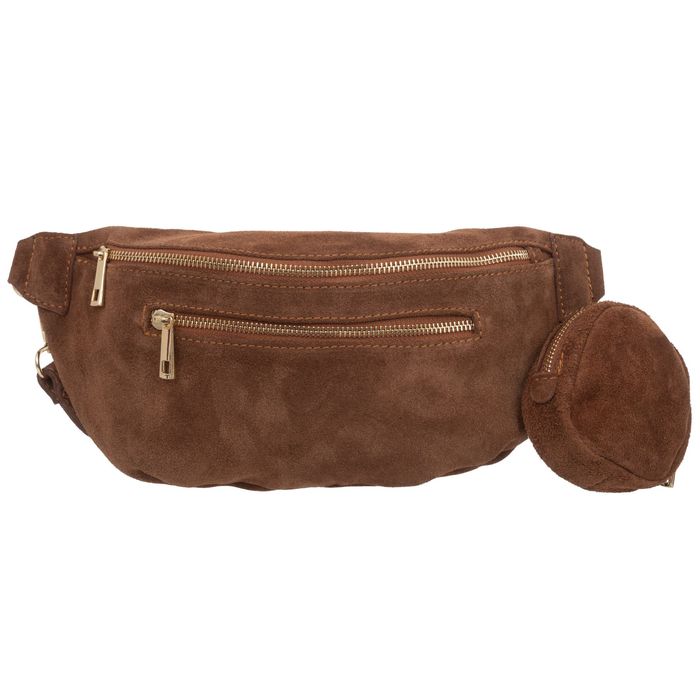 VERA PELLE nerka zamszowa saszetka biodrówka V716 brązowa