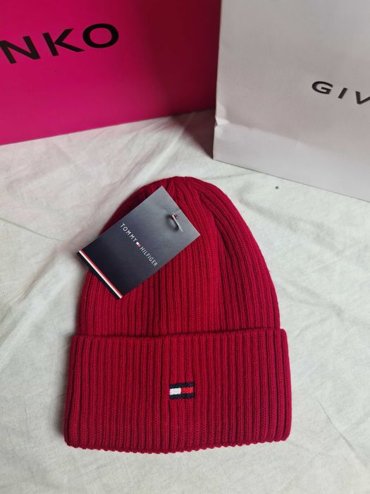Czapka czapki zimowe męskie  damskie Tommy Hilfiger premium czerwona