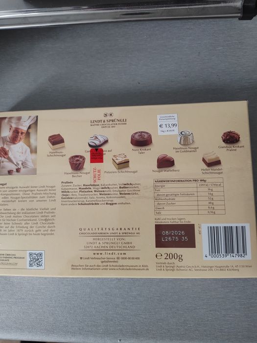Nutella 4 kg / Praliny Lindt + 2 x Milka