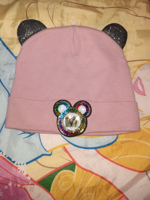 Шапка для девочки с ушками Нарядная