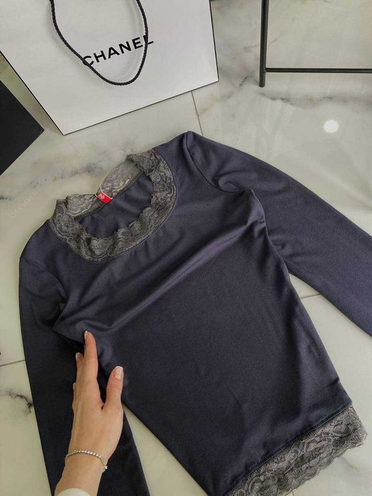 лонгслів з італійським мереживом (натуральна віскоза) лонг лонгслив