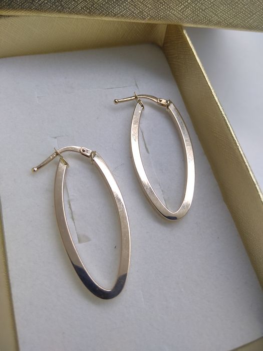 Złote kolczyki owalne złoto 585   309