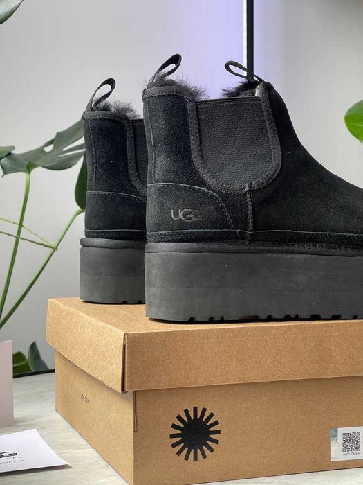АКЦІЯ! Жіночі натуральні уггі Ugg Neumel Chelsea Black Platform(36-41)
