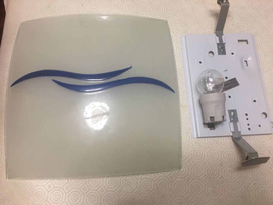 Conjunto de 2 apliques em vidro fosco com design azul