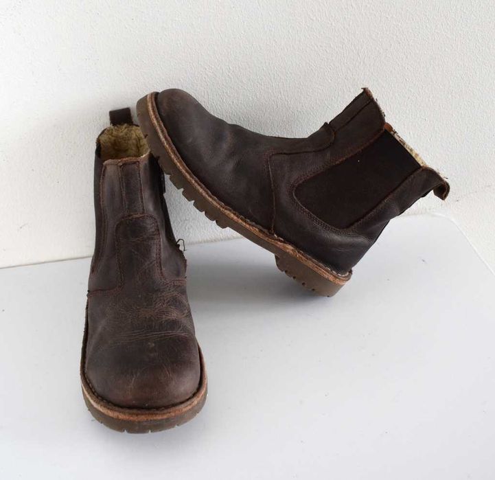 Kmins Mastin buty skórzane botki brązowe ocieplane  32