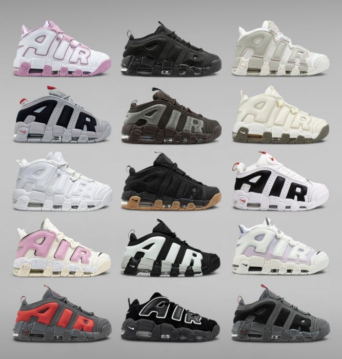 р36-45 Кросівки Nike Air More Uptempo  Black White Grey Pink