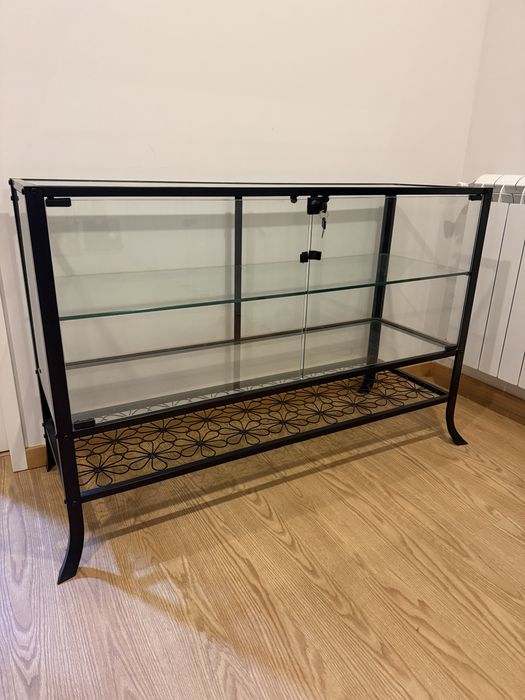 Vitrine de vidro e metal 120×80×45 cm – bom estado