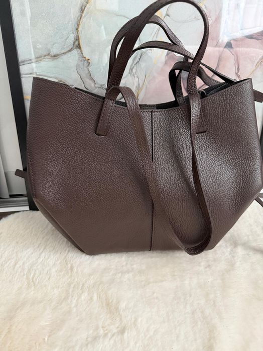 torebka skórzana shopper brązowa czekoladowa skóra naturalna pojemna