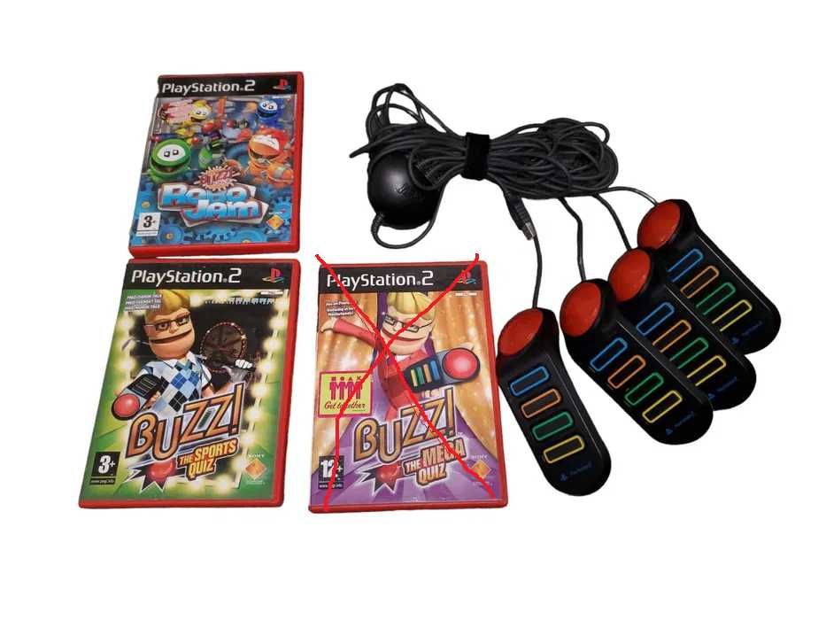 PS2 buzzery + dwie gry