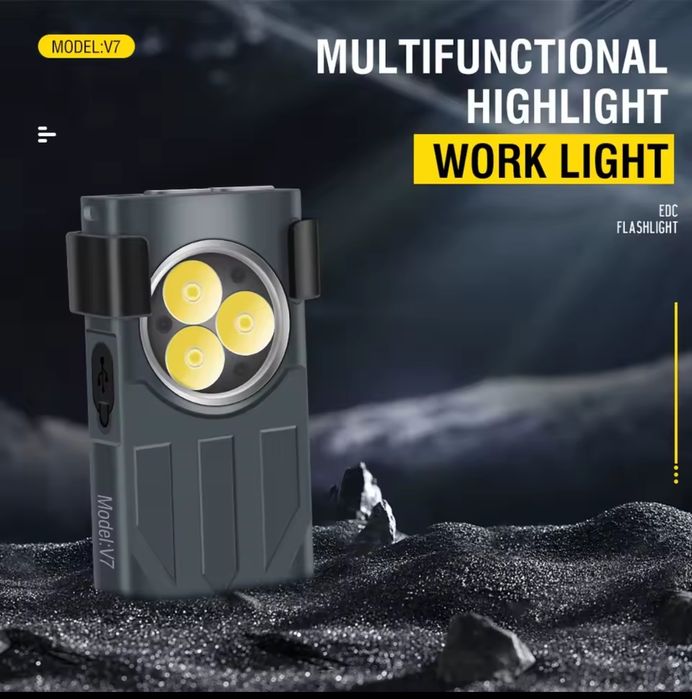 Фонарь наключный Boruit V7,яркость 1100LM,магнит,защита от воды IPX5