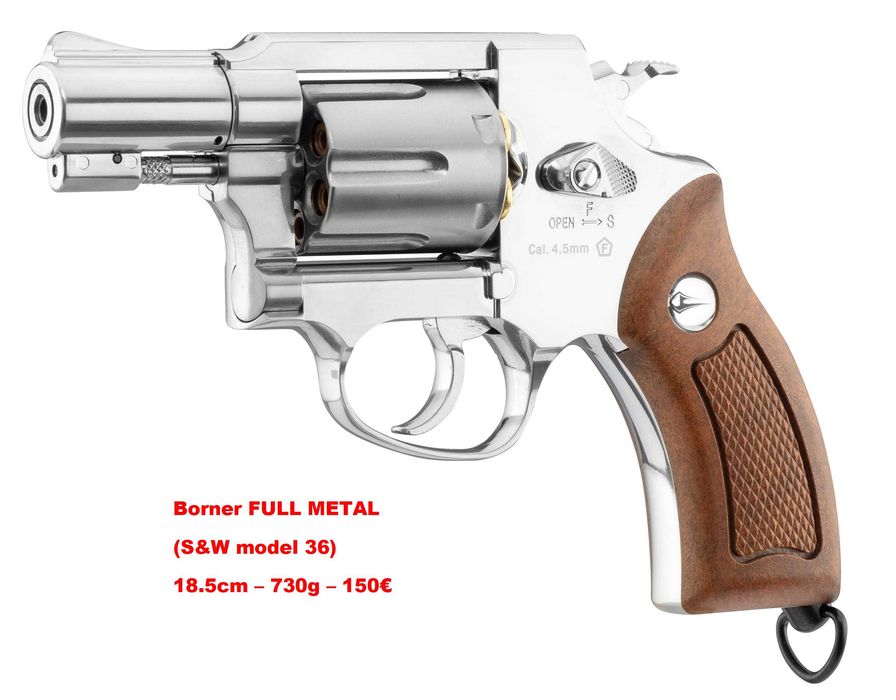 Revólver Pressão de Ar de CO2 Borner (Smith&Wesson MOD.36) Dan Wesson 715 de 2.5" e 4" METAL