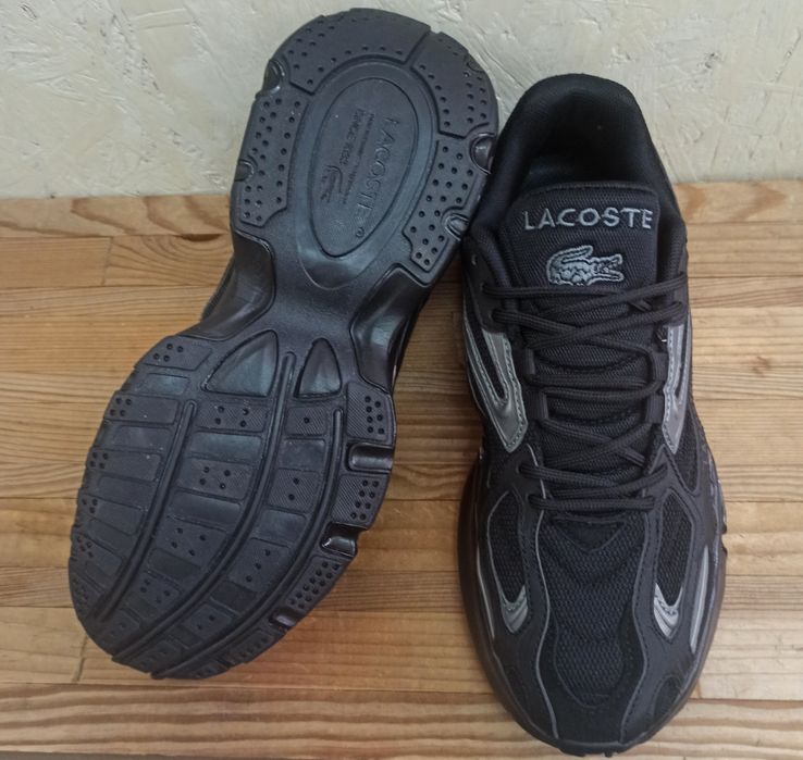 Lacoste кроссовки мужские черные кожа/текстиль модные