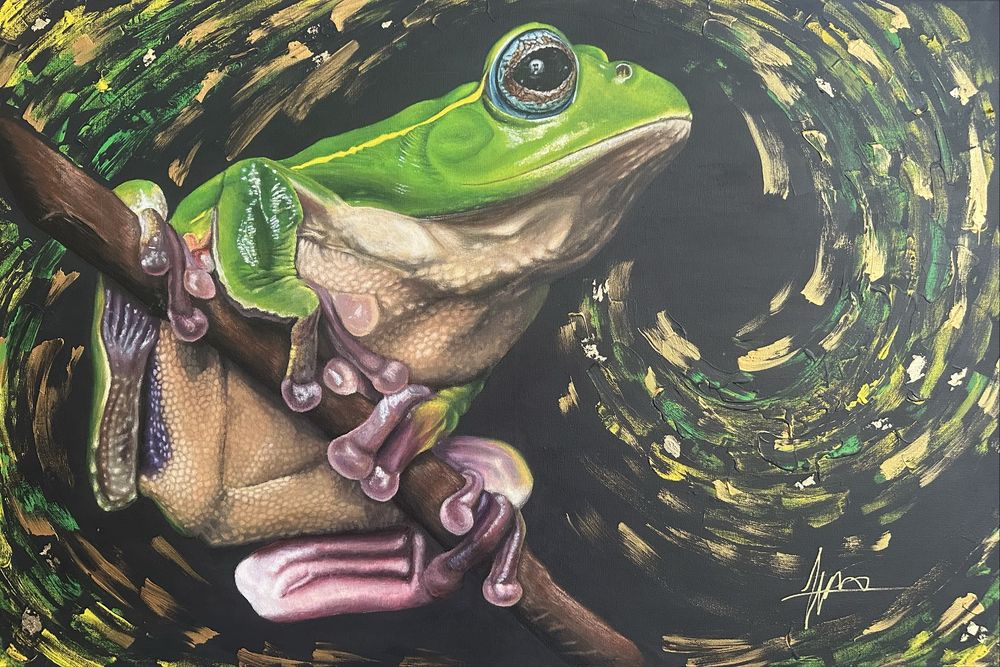 Tela pintada à mão - A rã
