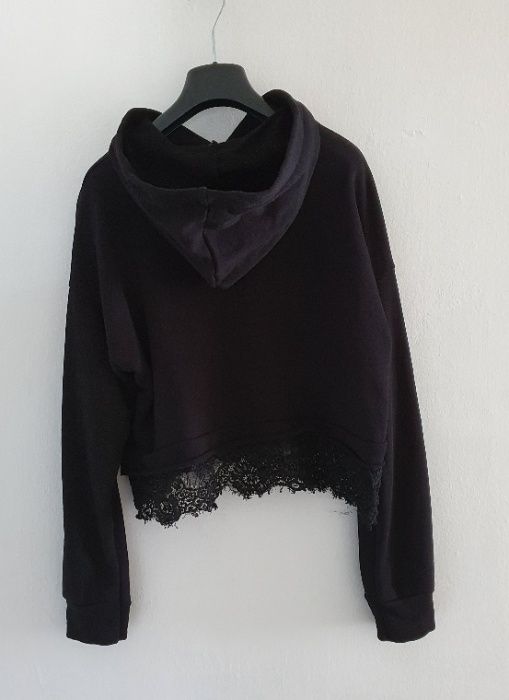 Bluza chic perełki koronka czarna