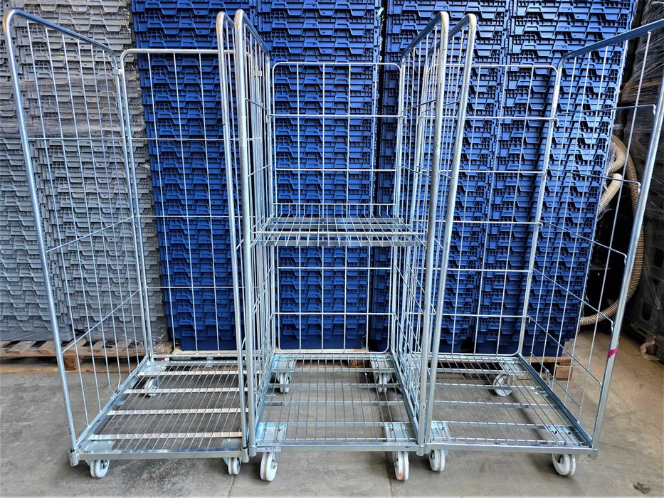 Wózek Kosz Magazynowy Transportowy Kurierski Siatkowy Rollkontene