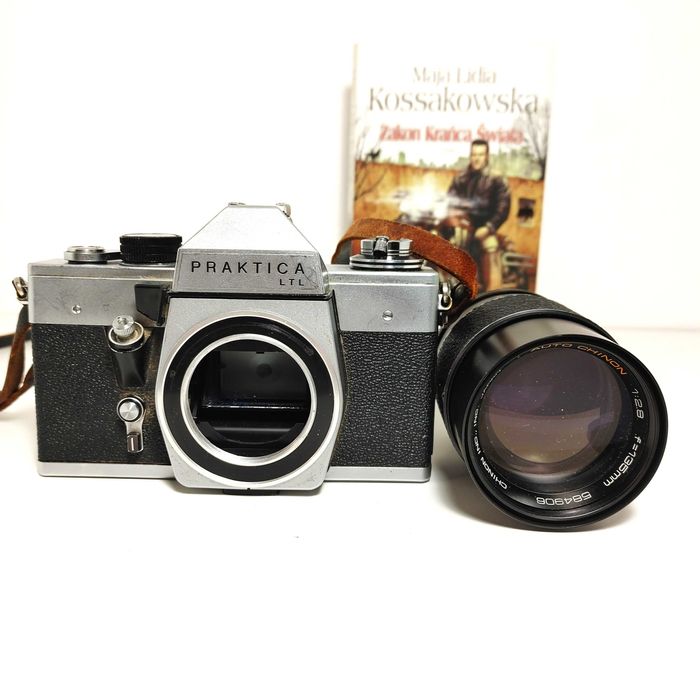 Analogowa Lustrzanka Retro Praktica LTL z Auto Chinon  135 mm f 1:2,8