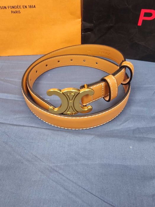 Pasek damski Celine premium klamra brązowy