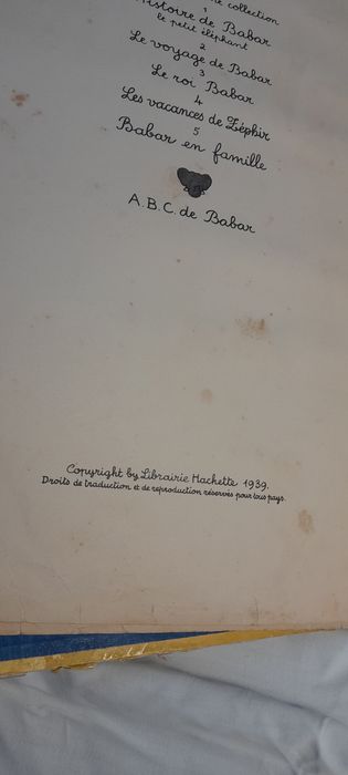 Le Roi Babar, Hachette 1939