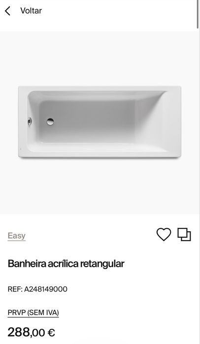 Banheira acrilica rectangular ROCA